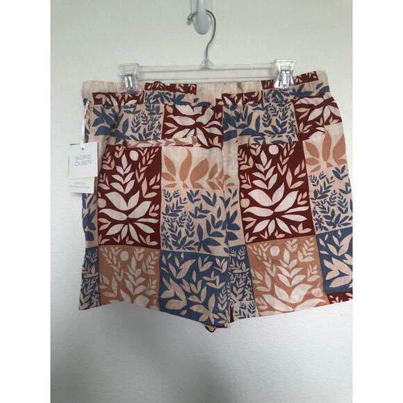 Sigrid Olsen tropical Print 100% Linen Drawstring Shorts - L - Picture 4 of 4